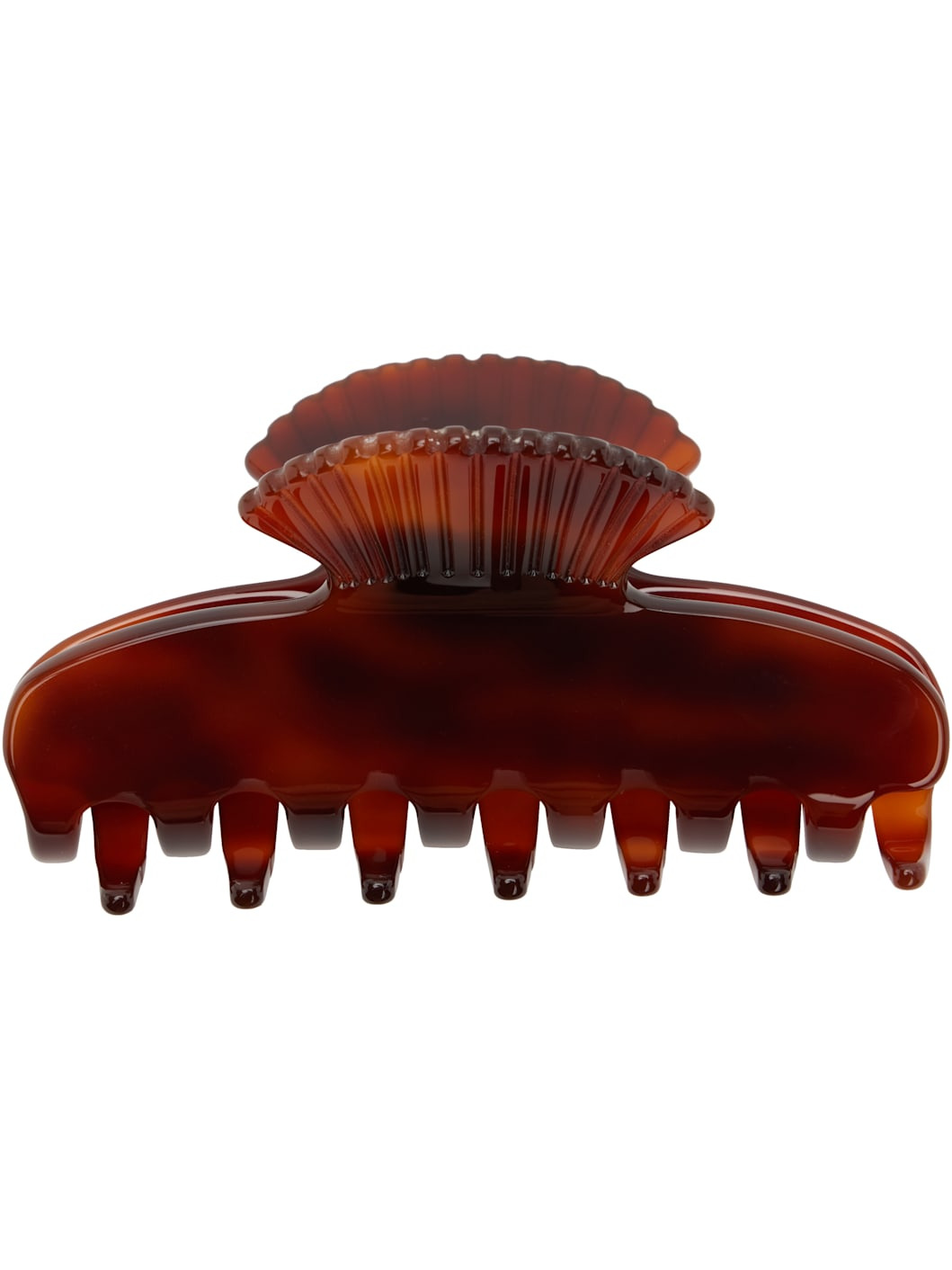 Brown Small Fan Shell Claw Hair Clip - 2