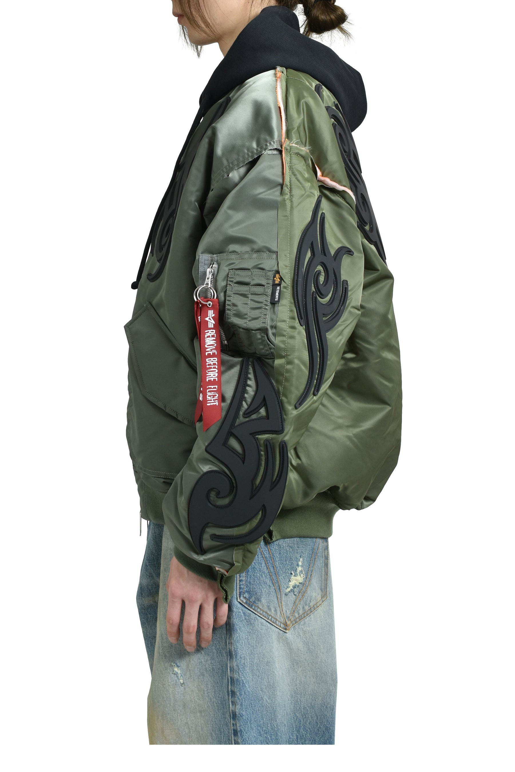 TRIBAL REWORKED BOMBER JACKET / GRN / BLK - 3