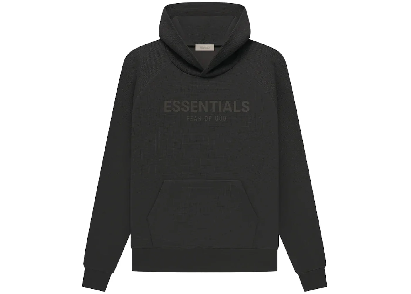Fear of God Essentials Waffle Raglan Hoodie Off Black - 1