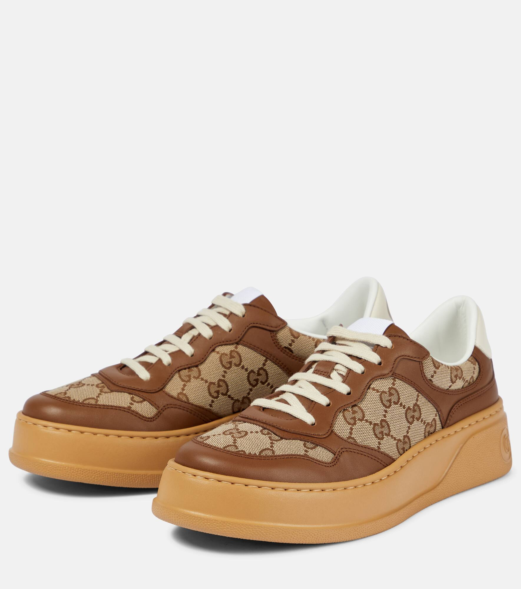 GG Canvas leather-trimmed sneakers - 4