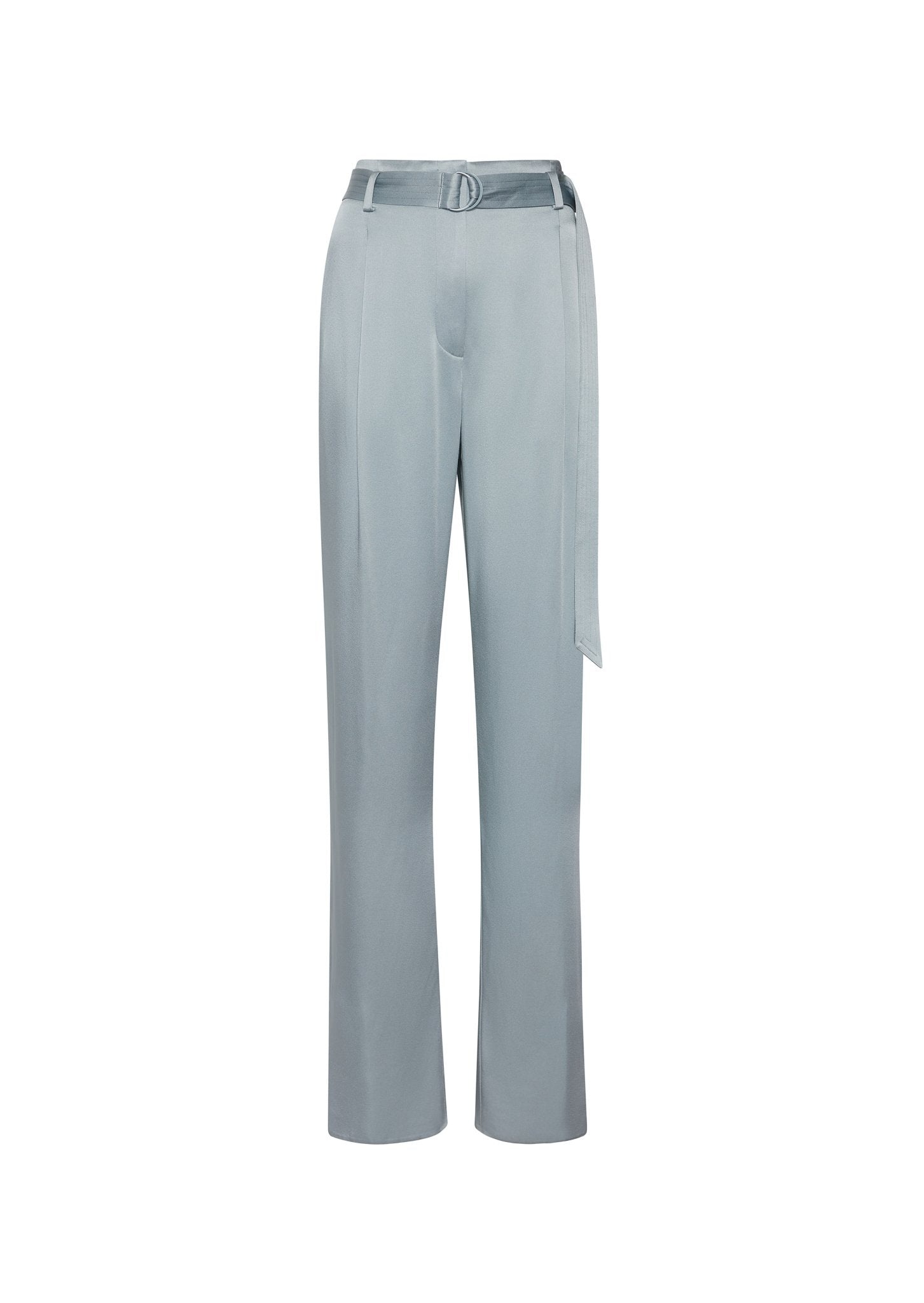 Satin High Waisted Belted Pant - 1