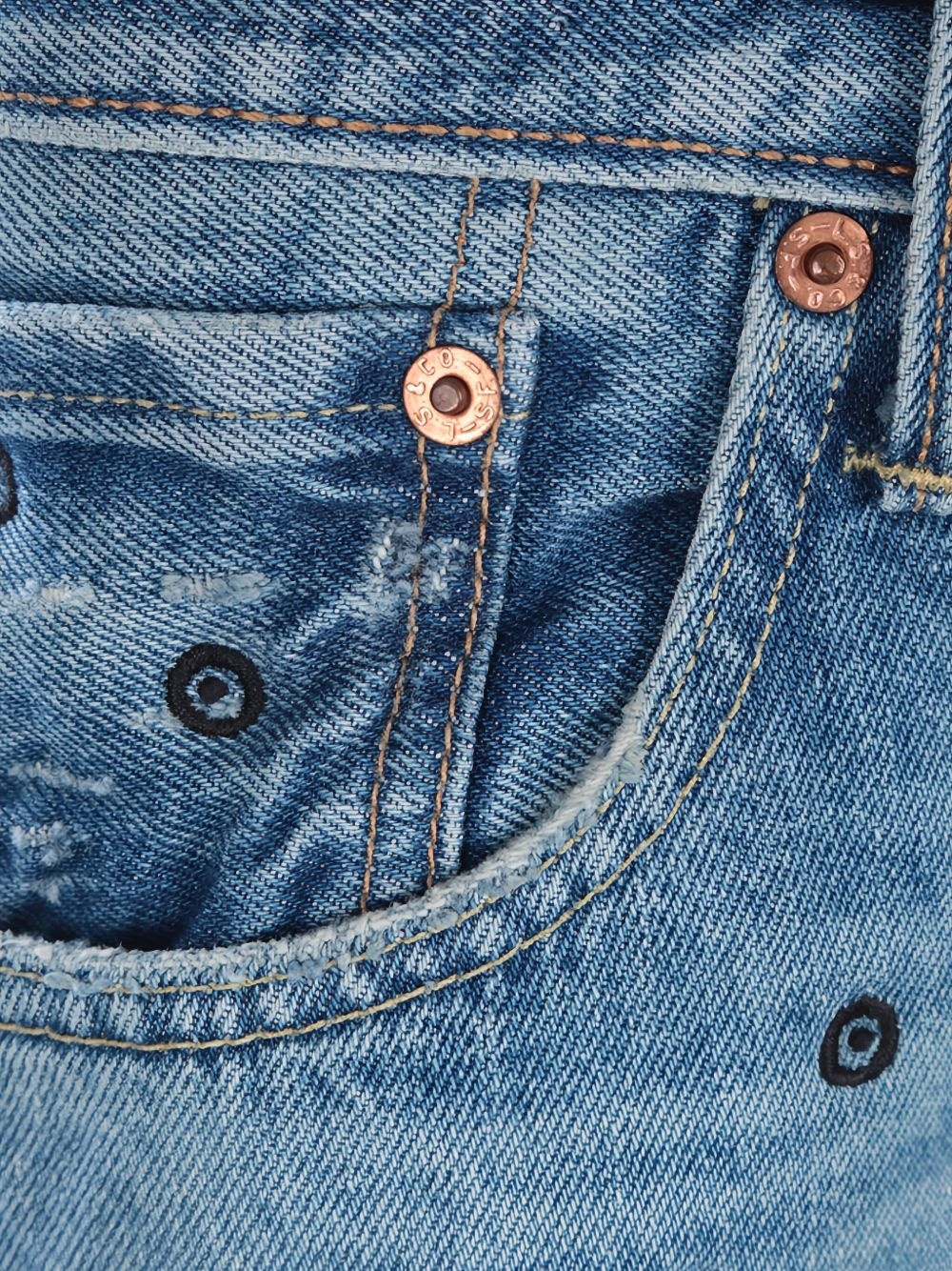 embroidered cotton jeans - 4