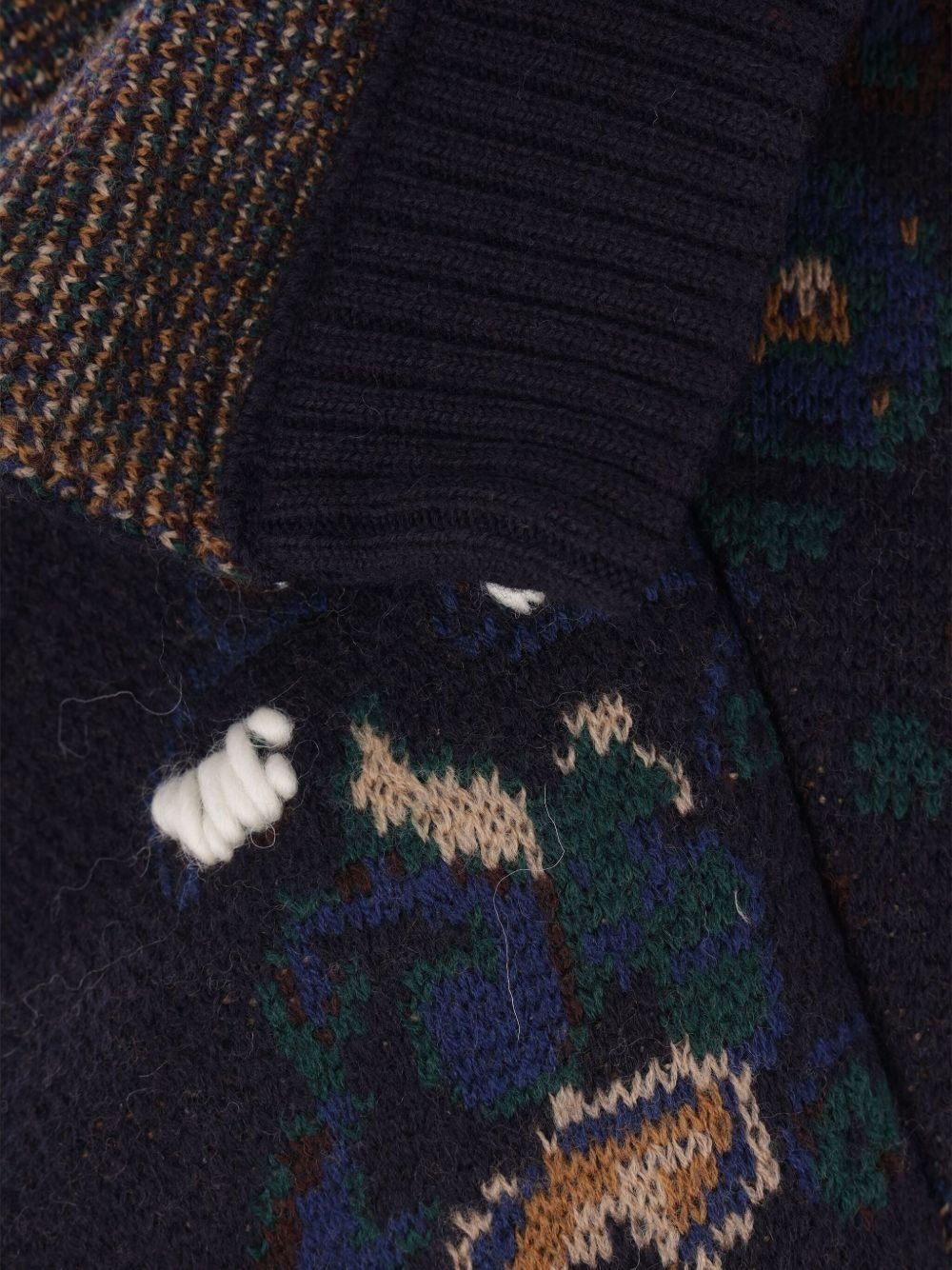 patterned ruffled wool sweater - 3