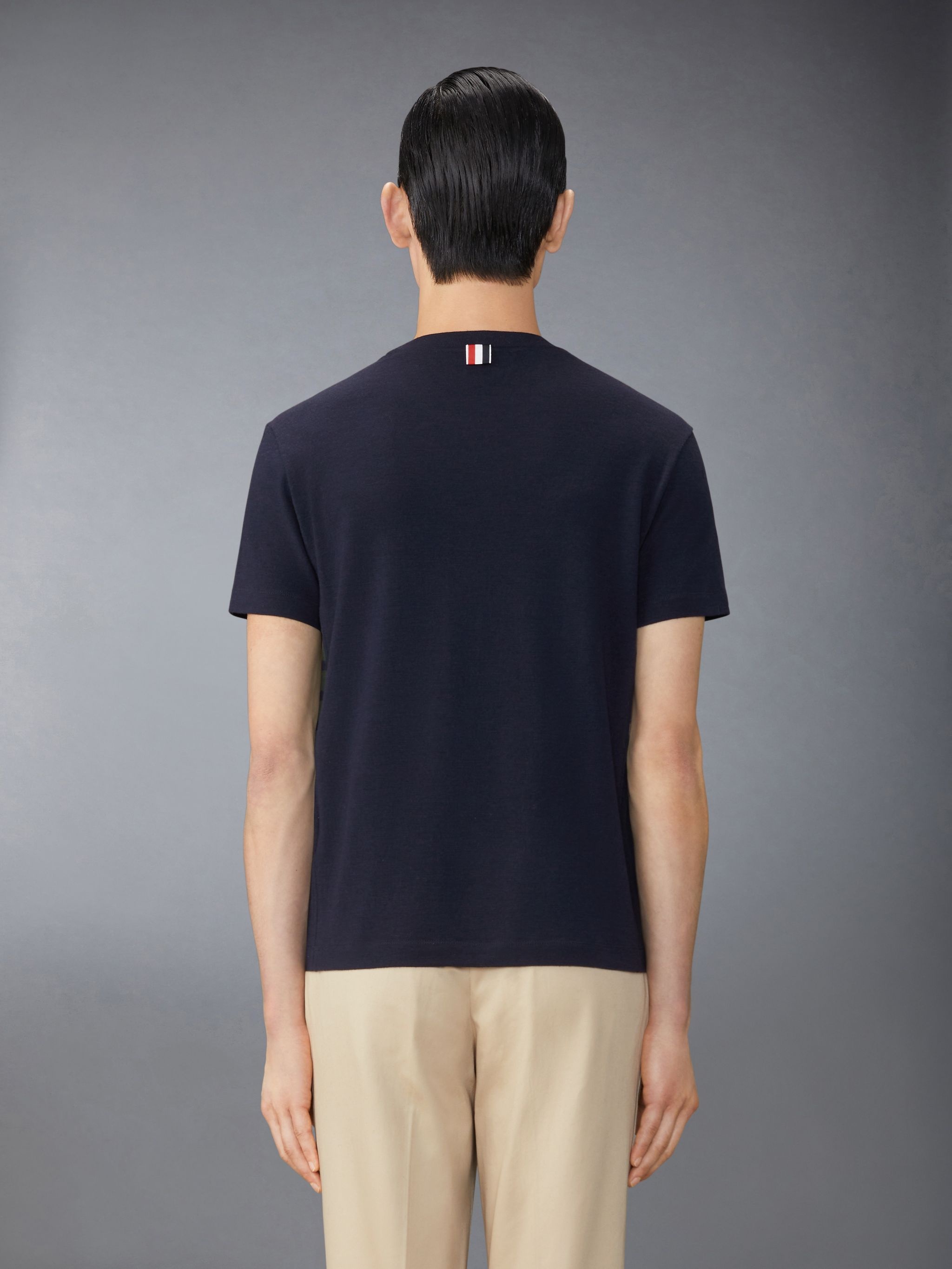 stripe-detailing wool T-shirt - 2