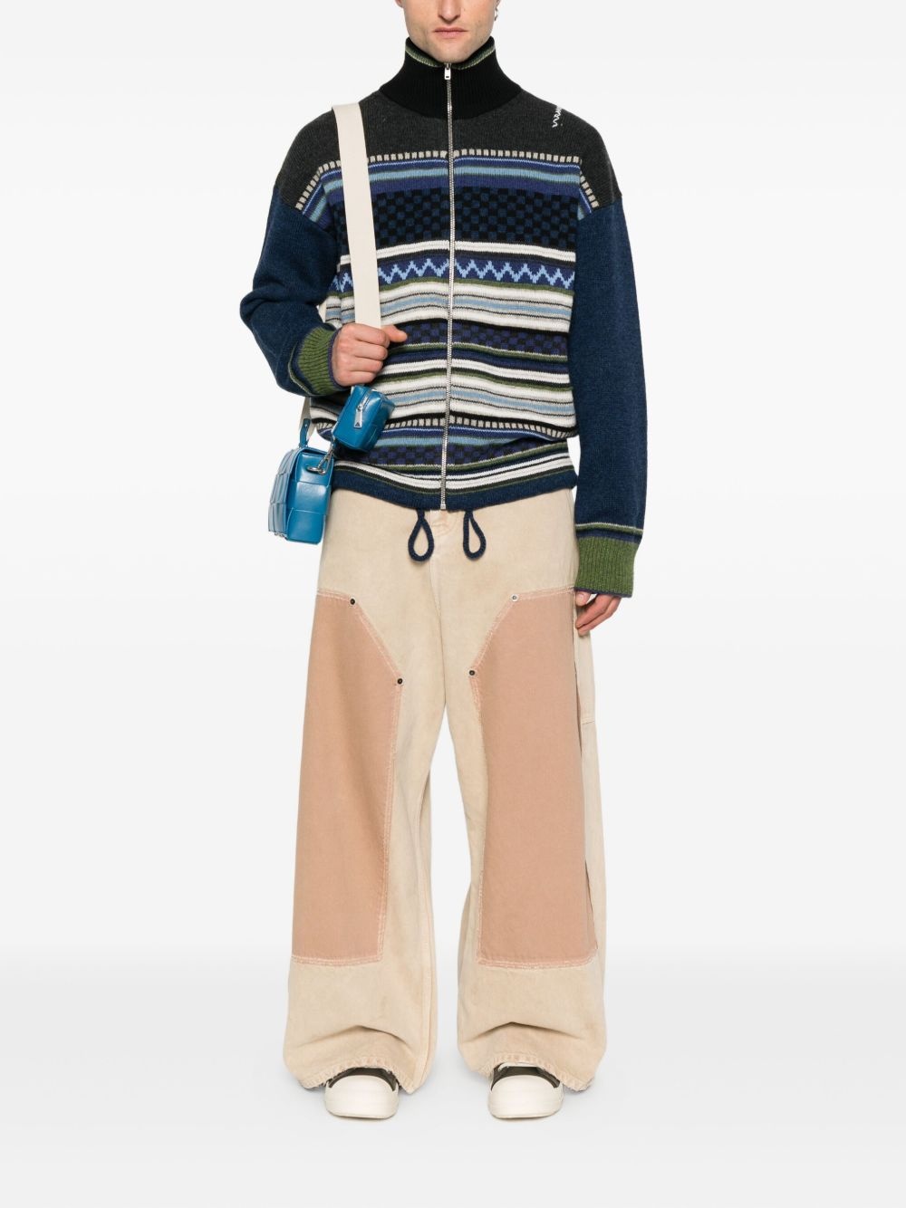 striped zip-up cardigan - 2