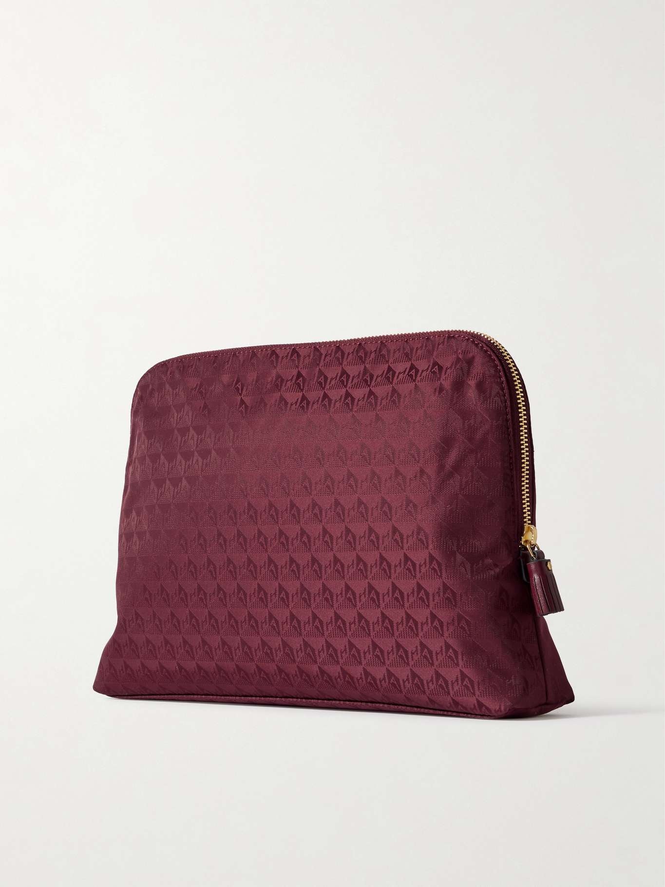 Lotions and Potions leather-trimmed jacquard pouch Burgundy - 2