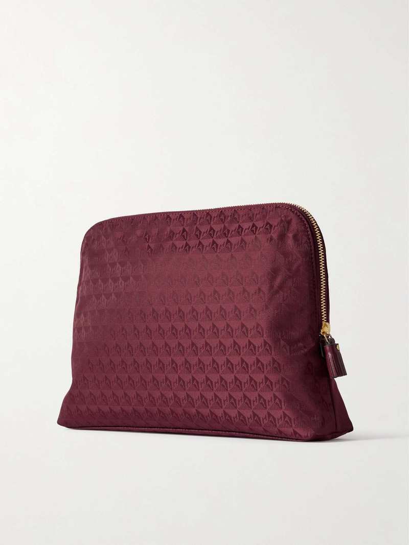 Anya Hindmarch Lotions and Potions leather-trimmed jacquard pouch Burgundy outlook