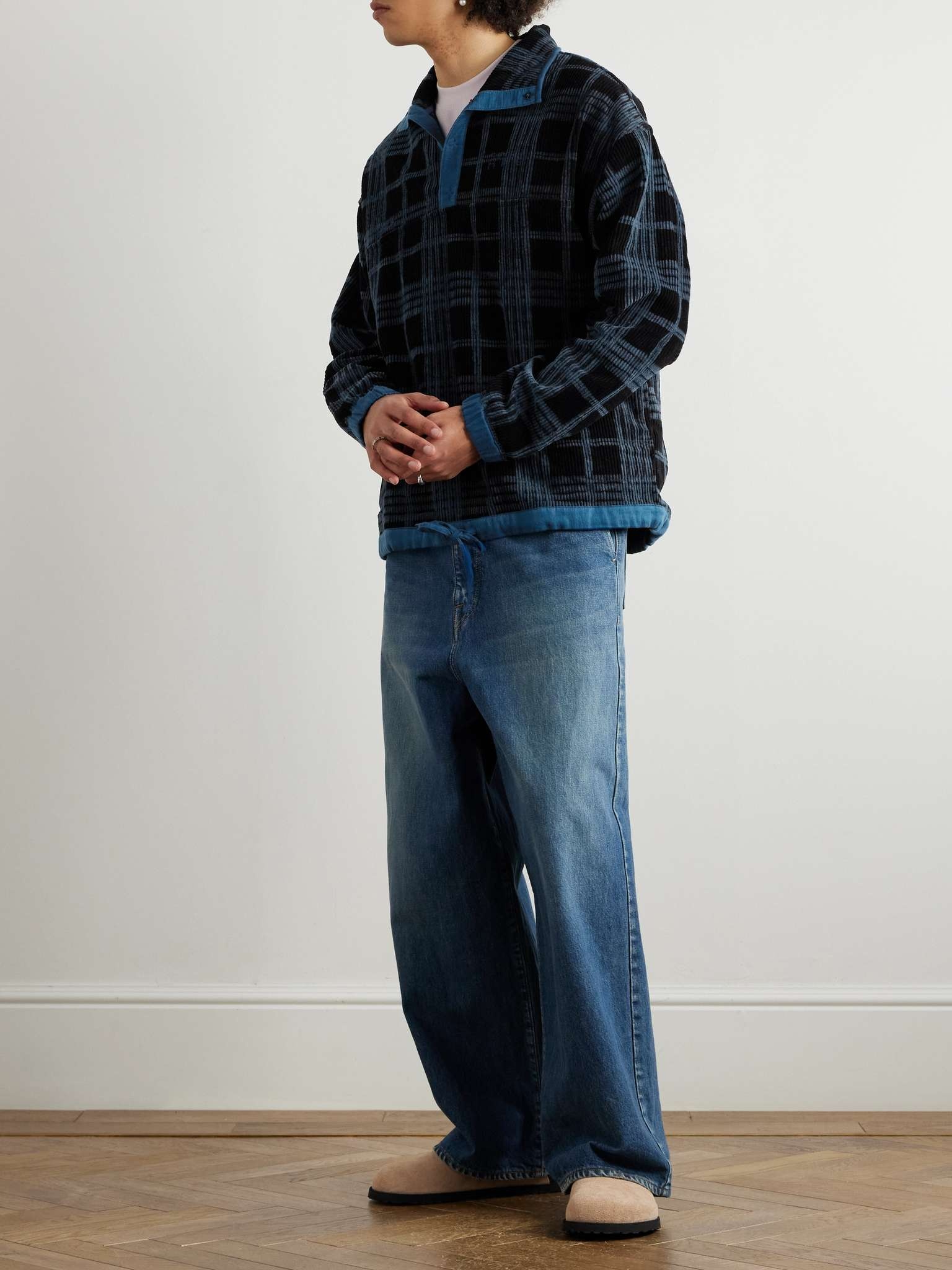 Polite Logo-Embroidered Checked Organic Cotton-Corduroy Sweatshirt - 2