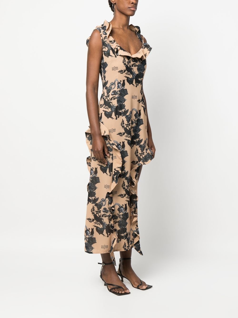 ruffle detail long dress - 3
