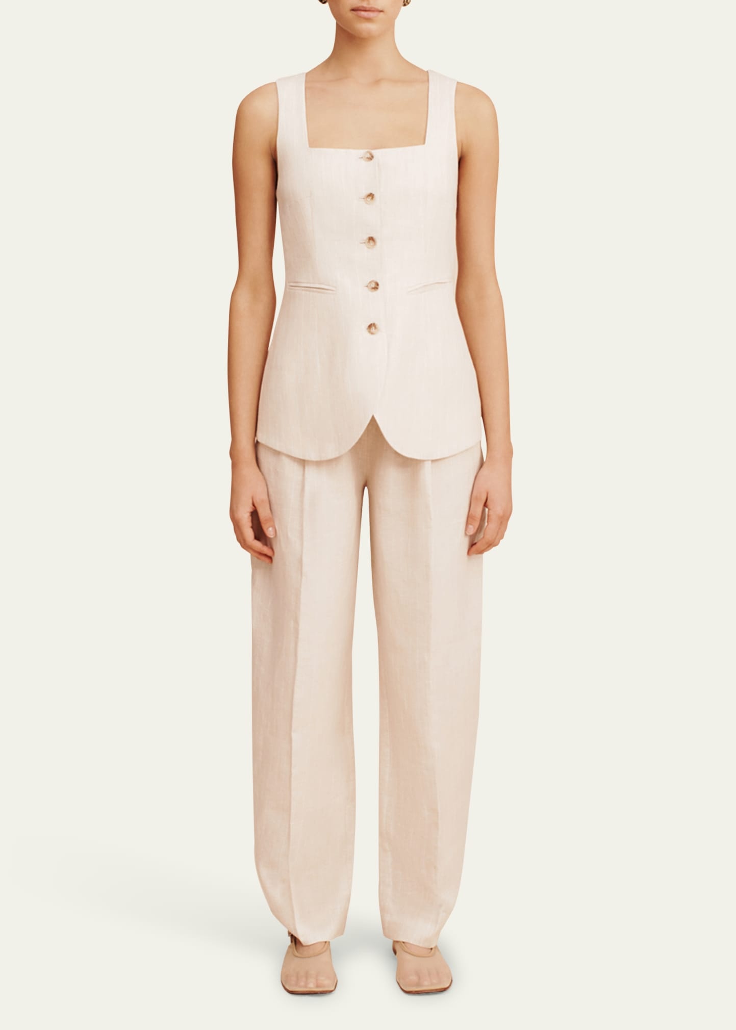 Lucille Pinstripe Linen Gilet - 2
