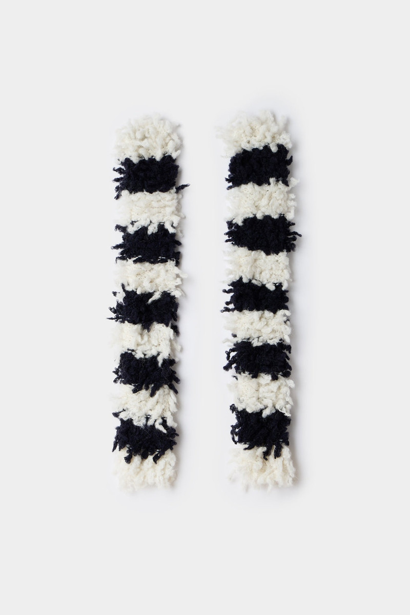 FRINGE STRIPED SLEEVES / cream & dark navy 1