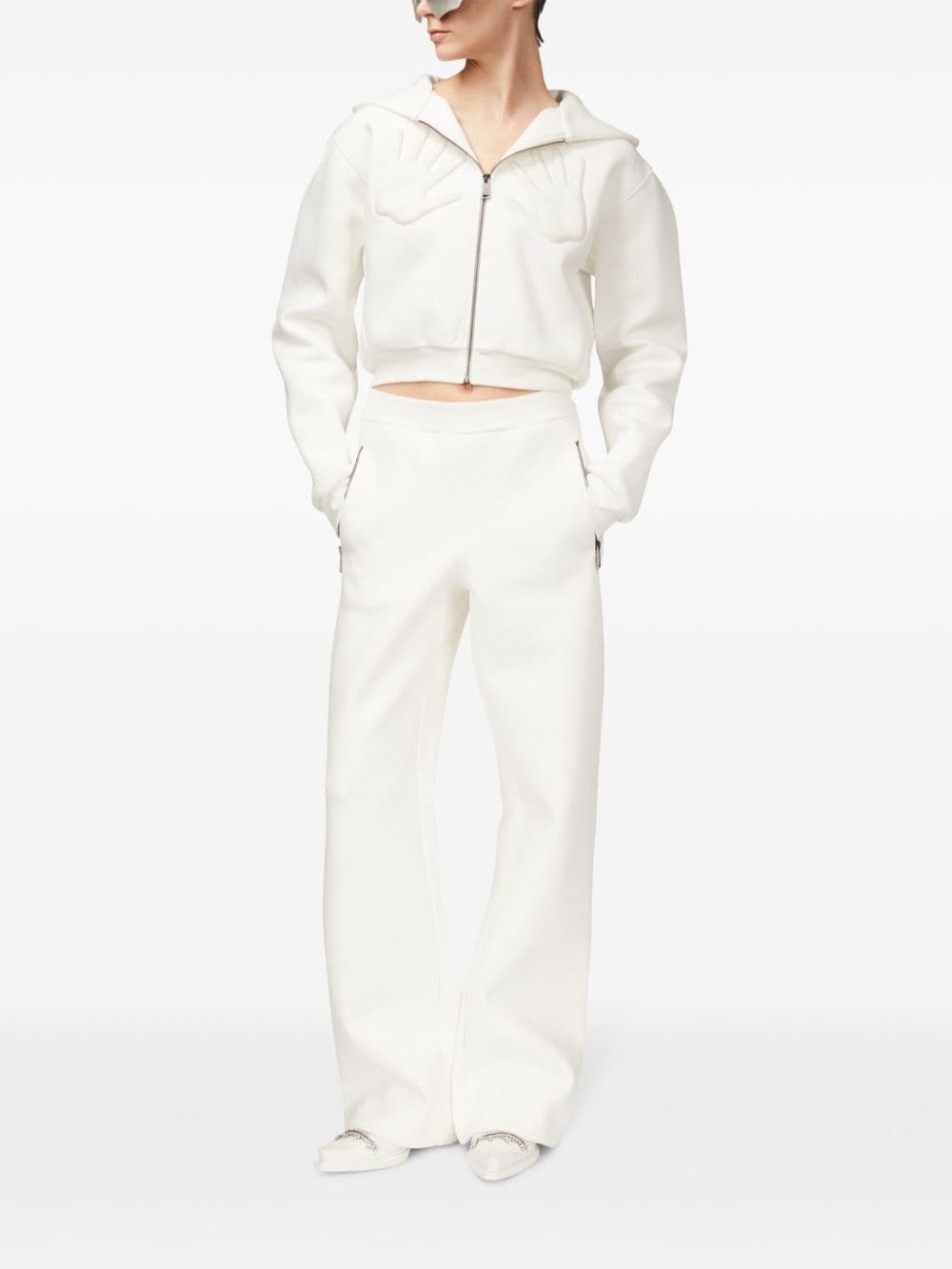 embossed handprint track pants - 2