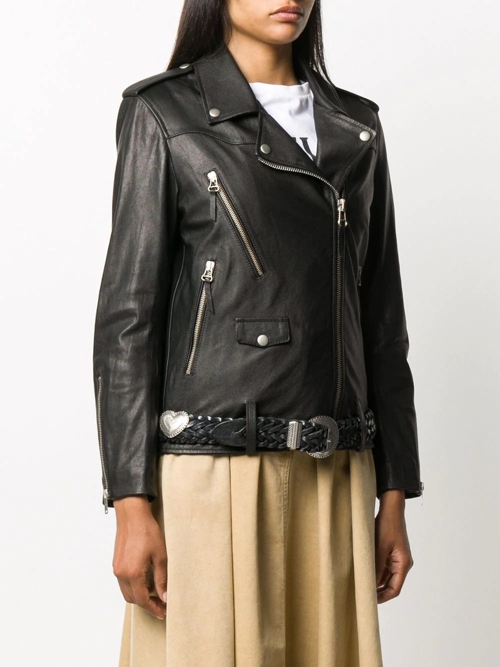 belted biker jacket - 3