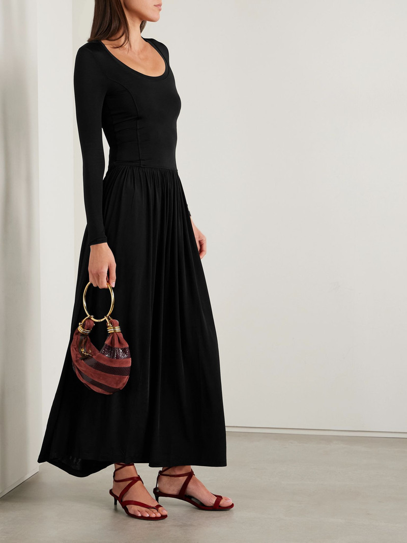 ULLA JOHNSON Amal gathered stretch-jersey maxi dress Black outlook