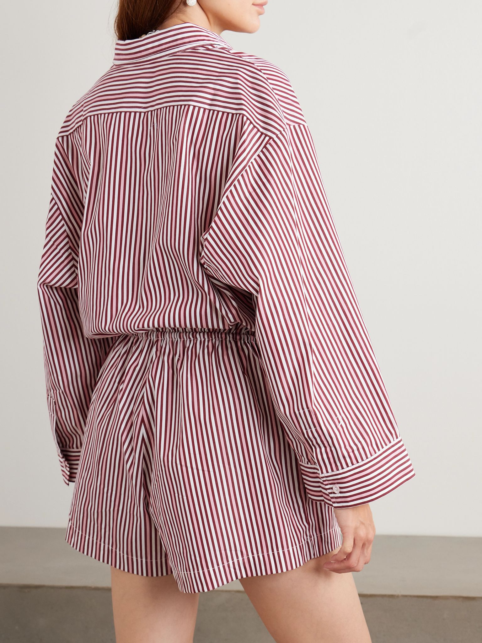 Freja striped cotton-poplin playsuit Pink - 3
