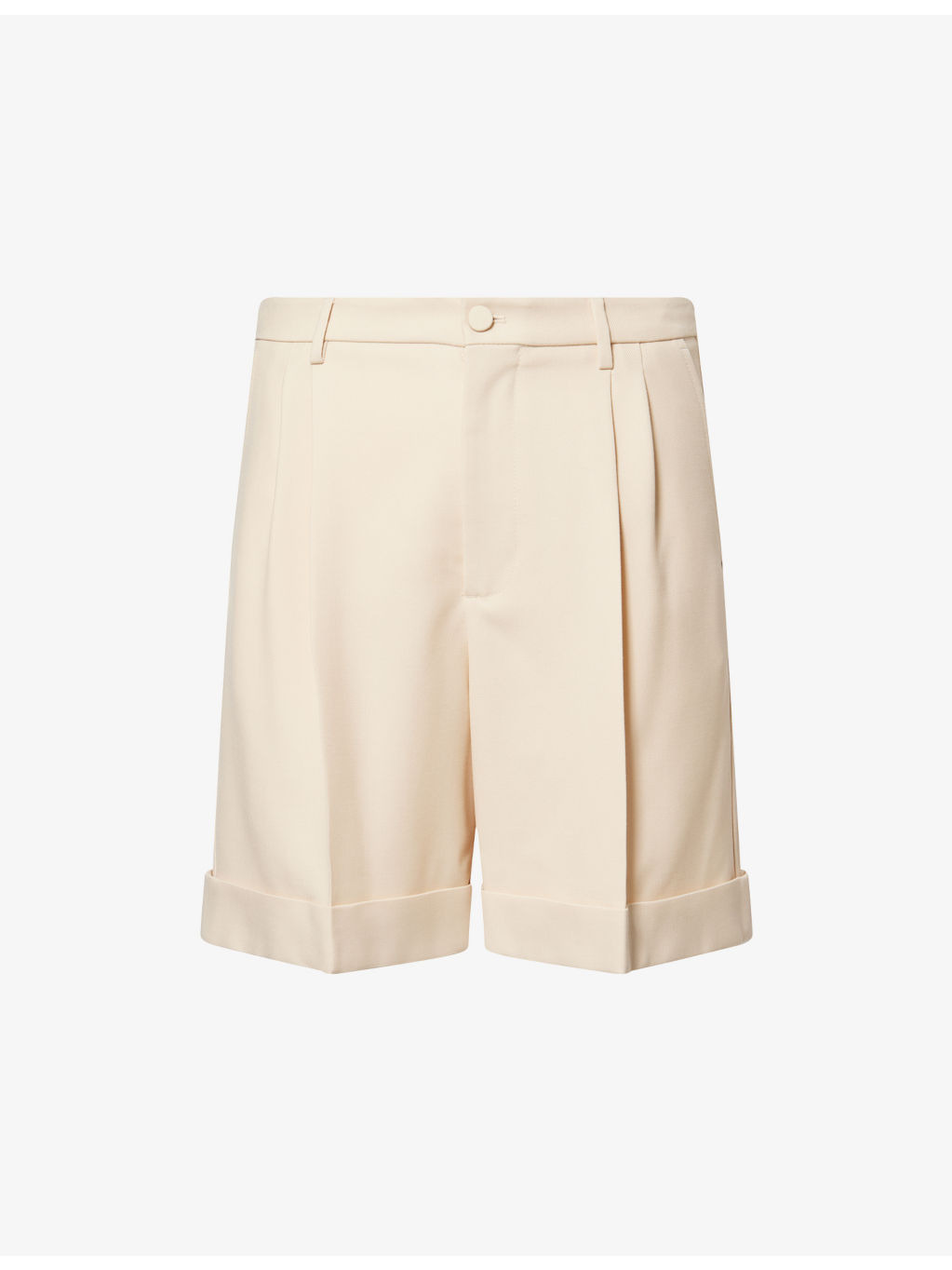 Pleated Relaxed-Fit Wool Shorts - 1