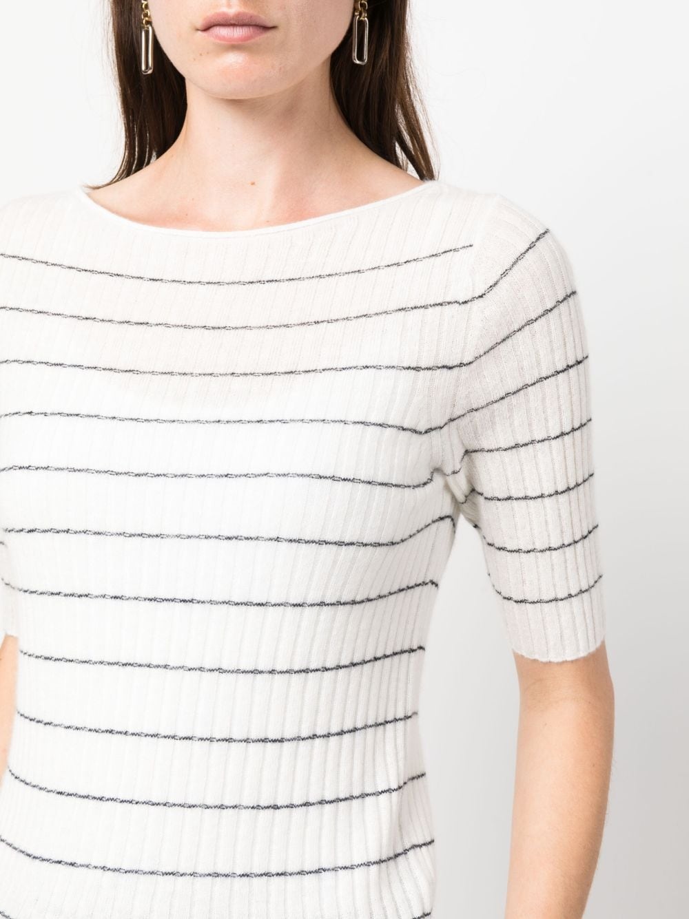 boat-neck striped knitted top - 5
