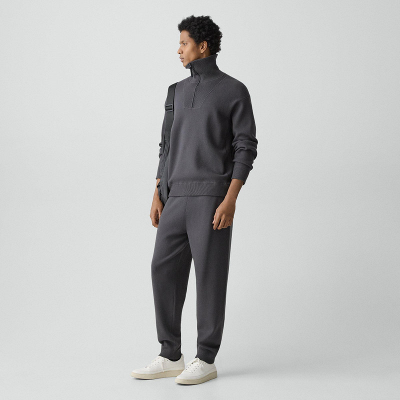 Theory Relaxed Quarter-Zip Sweatshirt in Wool Bilen outlook