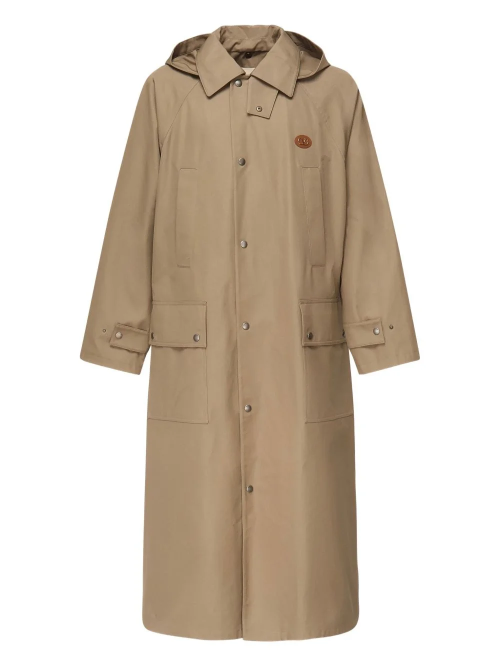 hooded logo-plaque coat - 1