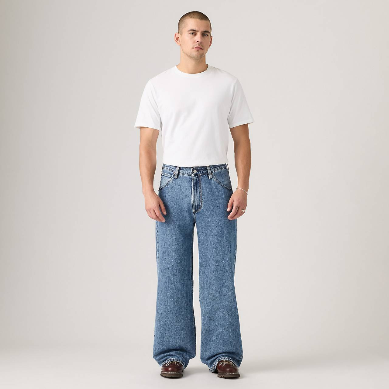 TWISTED BAGGY WIDE LEG MEN'S JEANS - 2