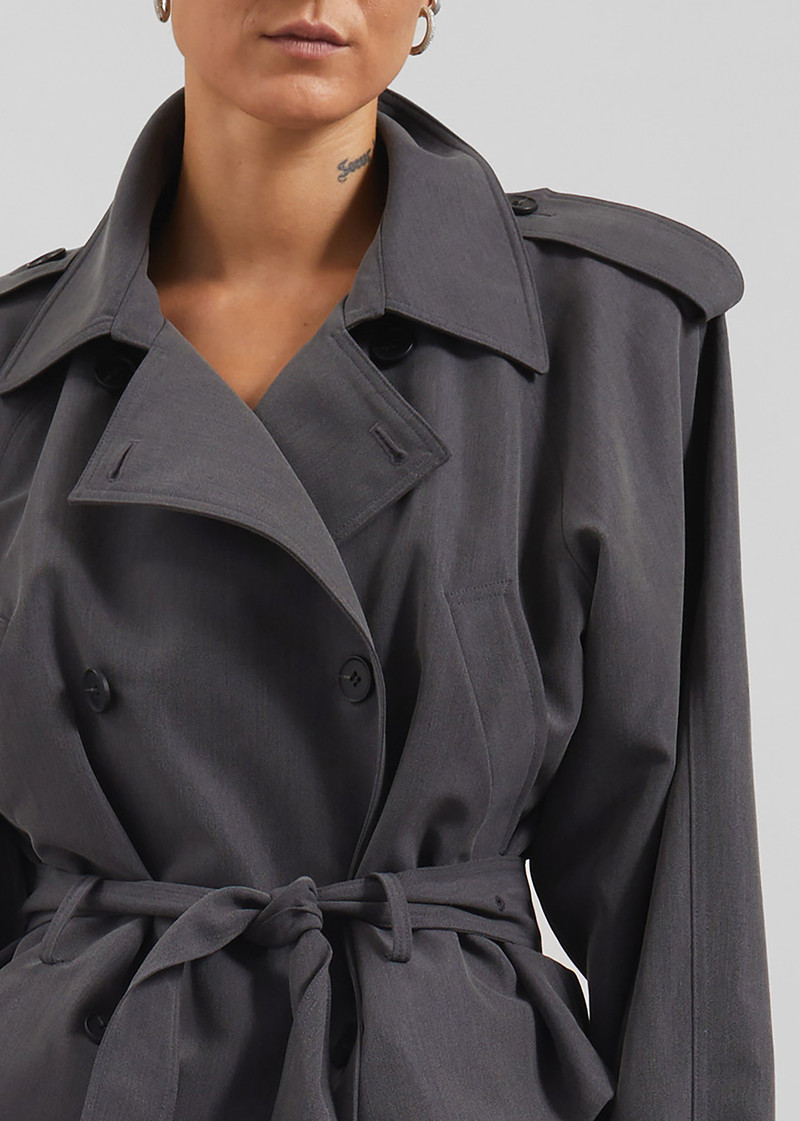 Kinsley Cropped Trench Jacket - Grey 6