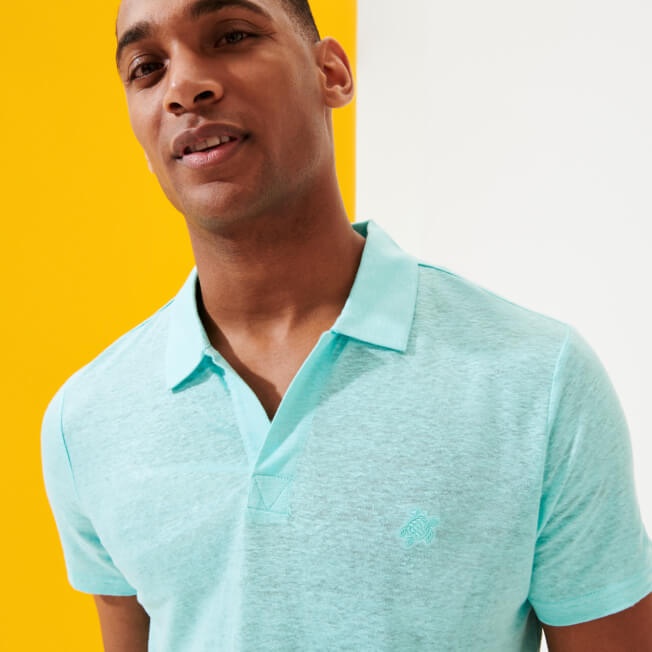 Men Linen Jersey Polo Shirt Solid - 3