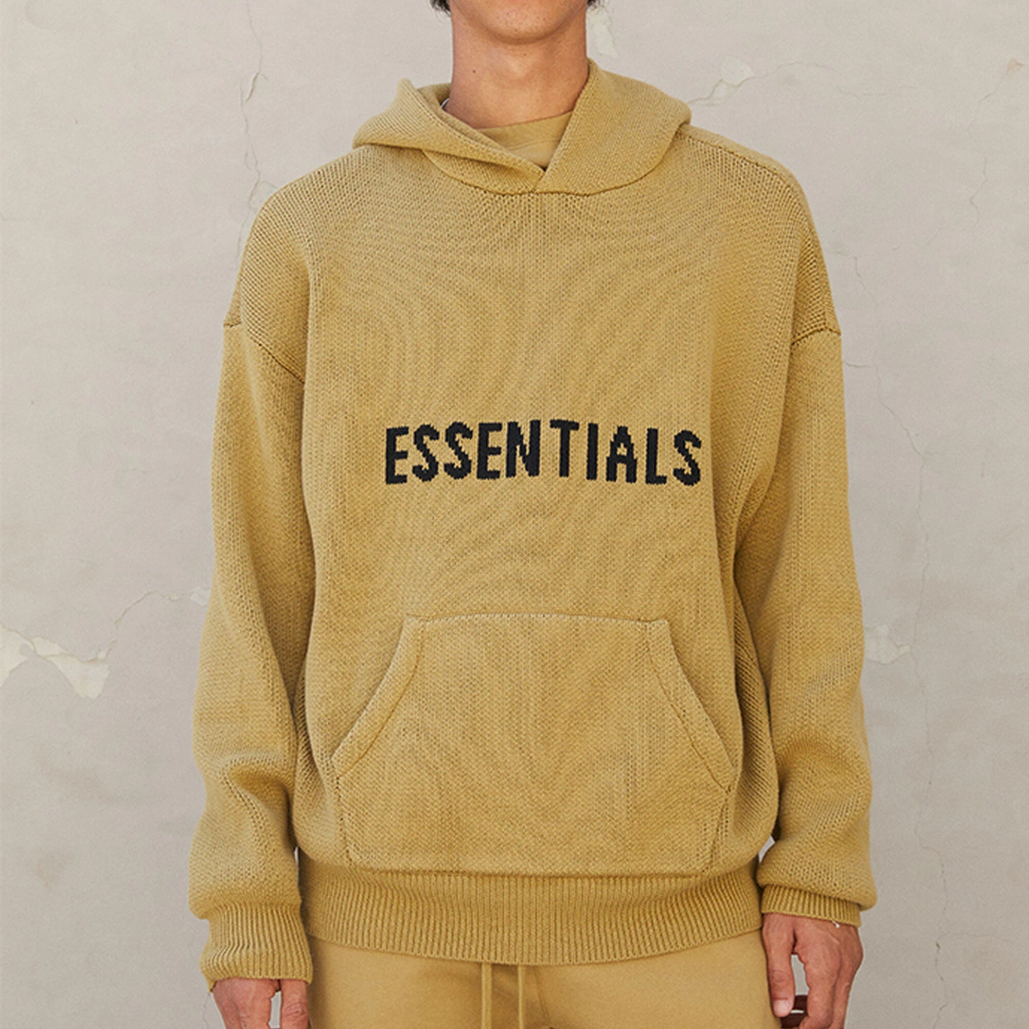 Fear of God Essentials FW21 Knit Pullover Logo Hoodie 'Amber' FOG-FW21-015 - 4