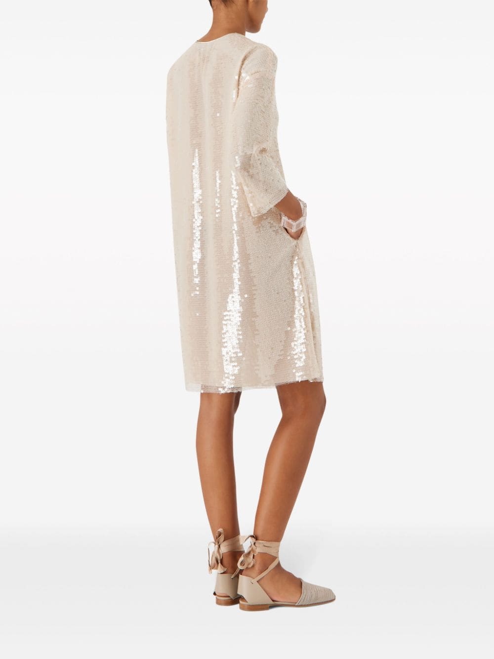 belted sequinned midi dress - 3