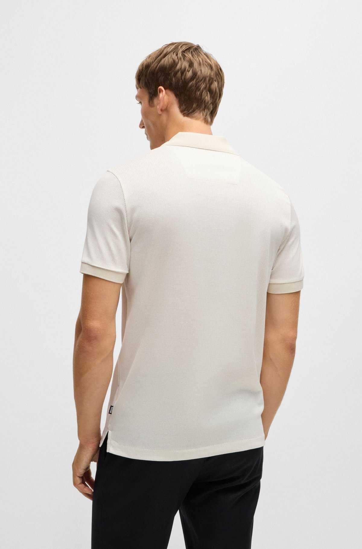 STRUCTURED-COTTON POLO SHIRT WITH SOLID TRIMS - 5