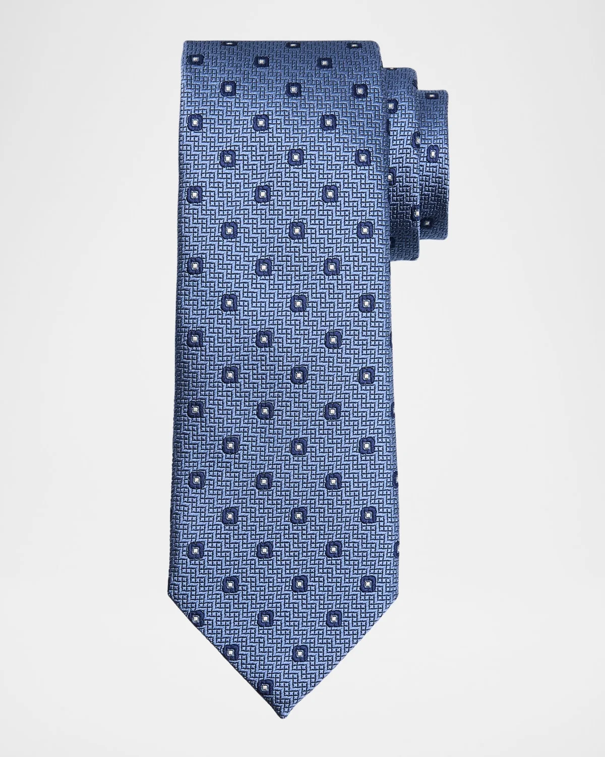 Men's Geometric Jacquard Silk Tie - 1
