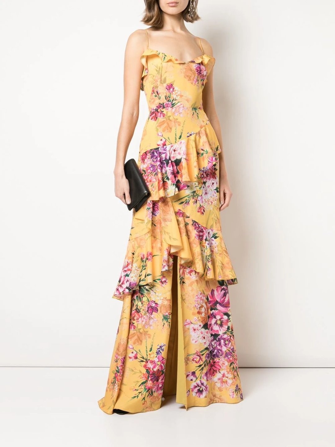 ASYMMETRICAL RUFFLE HI-LOW GOWN - 1
