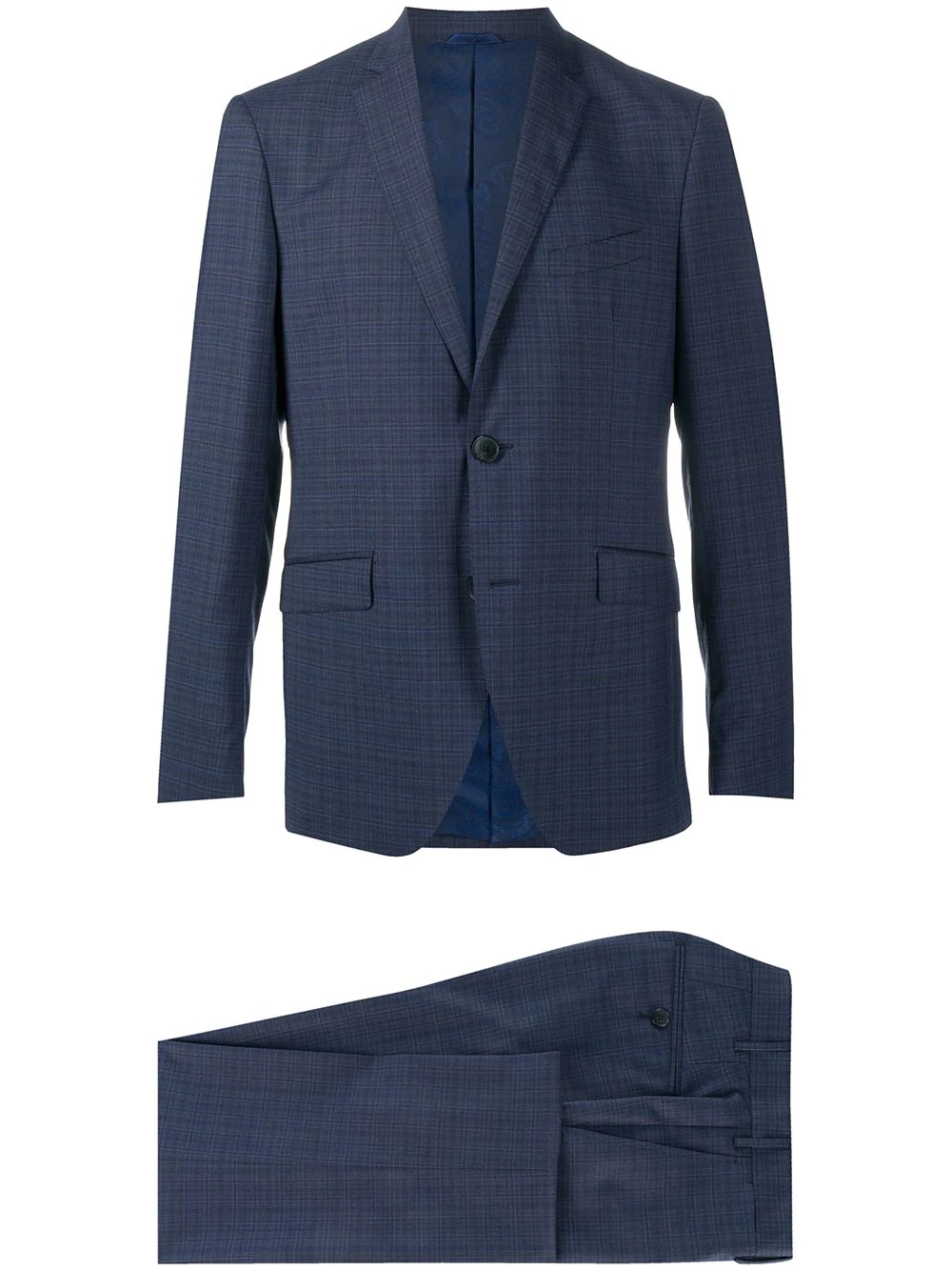 check pattern wool suit - 1