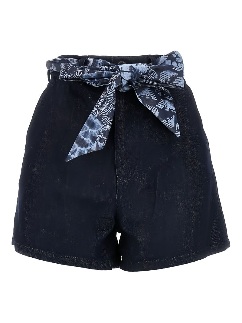 printed-tie denim shorts 1