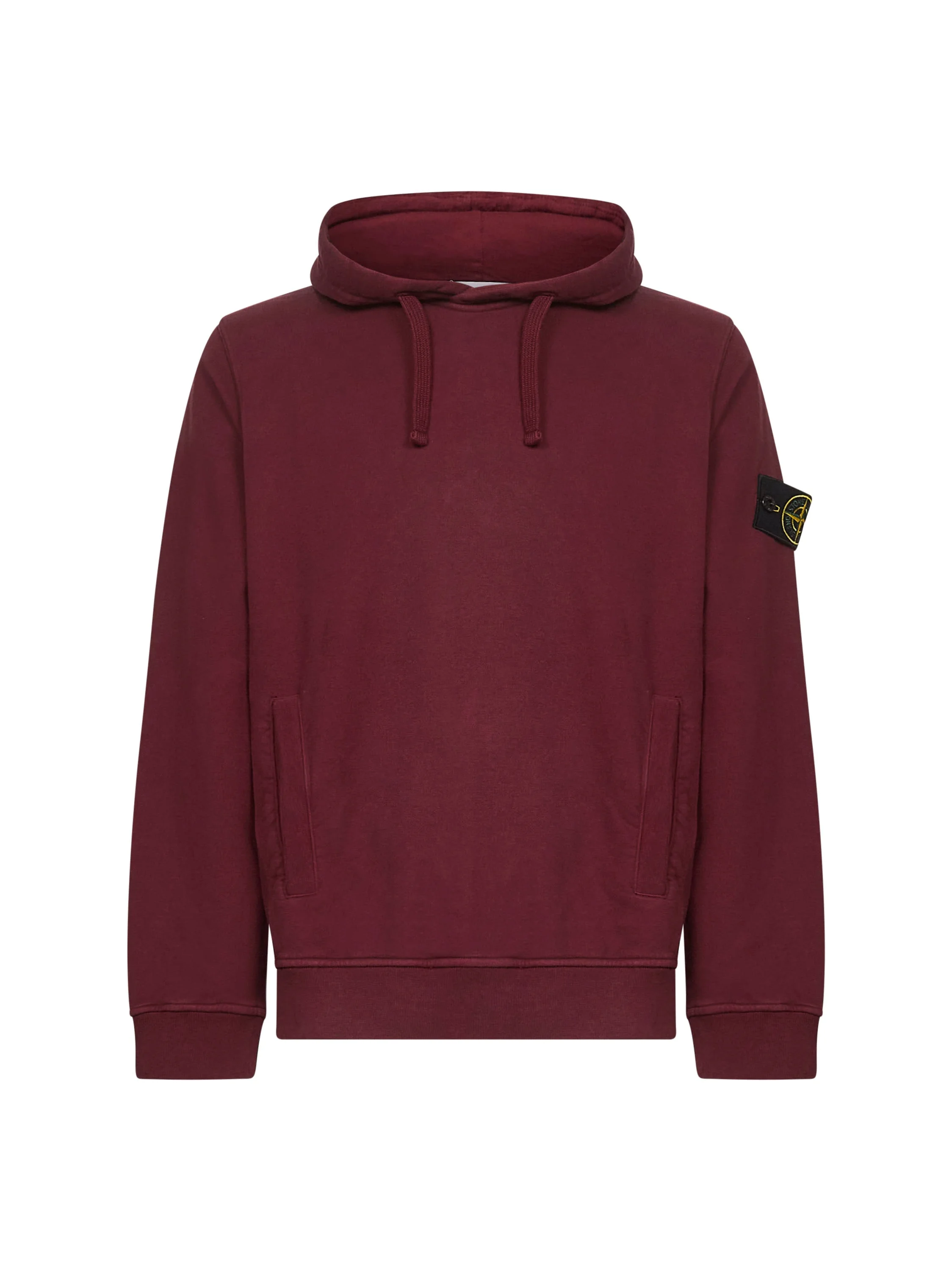 Stone Island Men Burgundy Brushed Organic Cotton Hoodie - 1