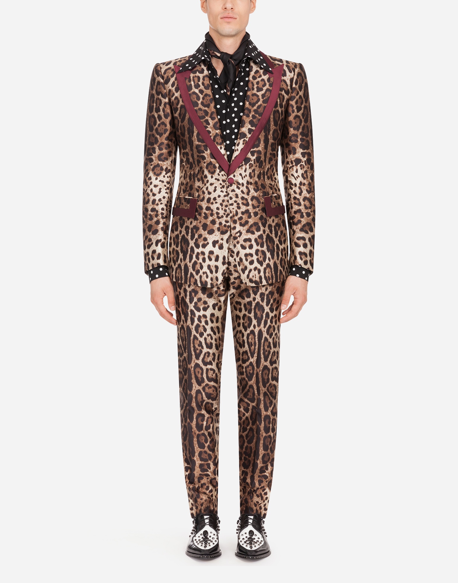 Silk mikado casino jacket with leopard print - 6