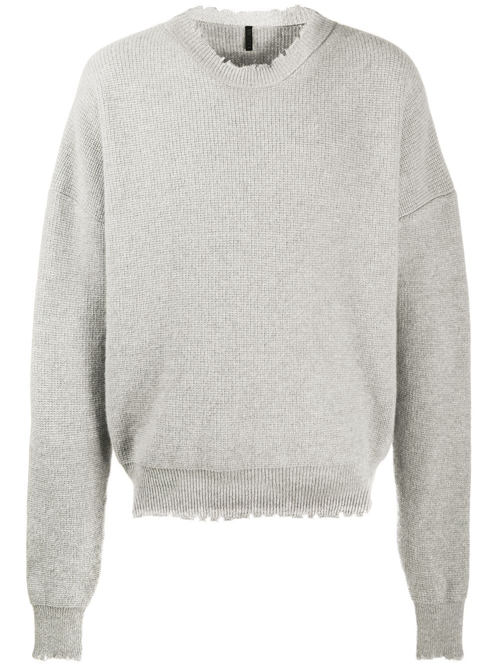 distressed-edge ribbed jumper - 1