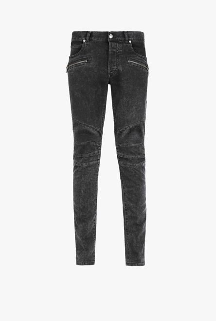 Slim cut black cotton jeans - 1