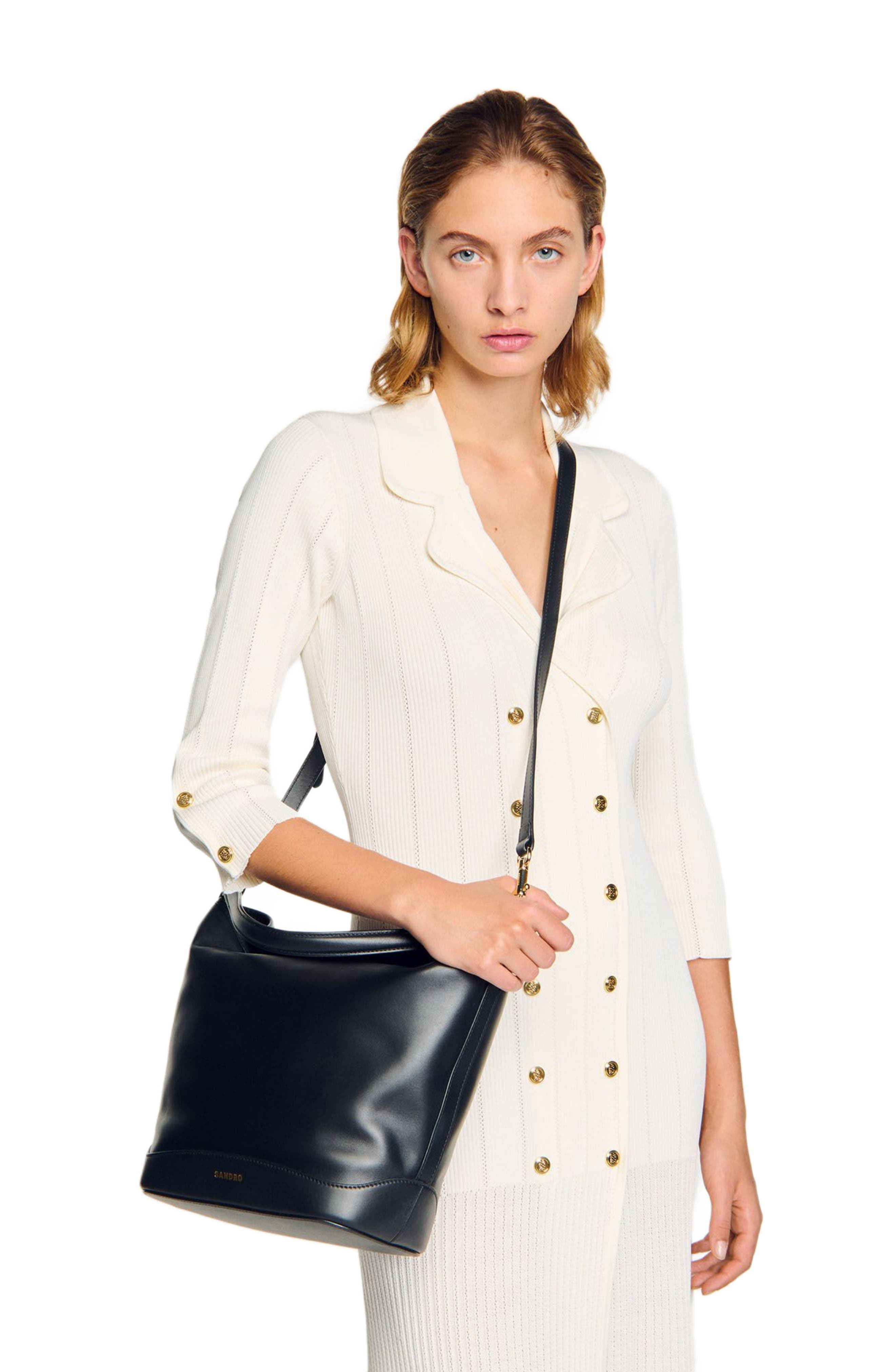 SANDRO Leather bucket bag TANGOSO in Black at Nordstrom - 7