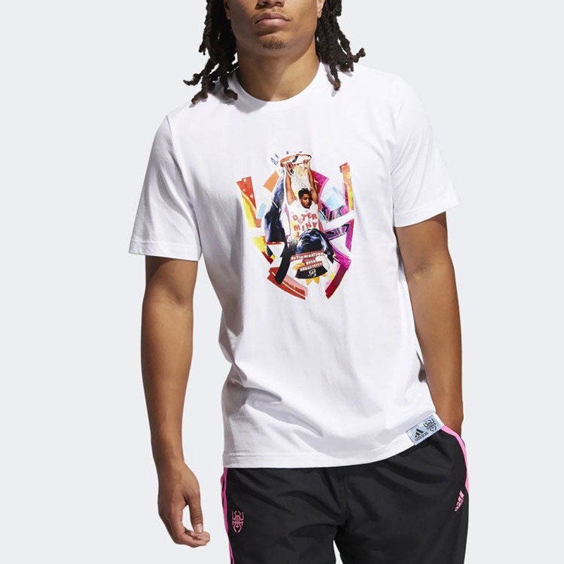 adidas adidas Abstraction Cartoon Basketball Sports Round Neck Short Sleeve White GH6719 outlook