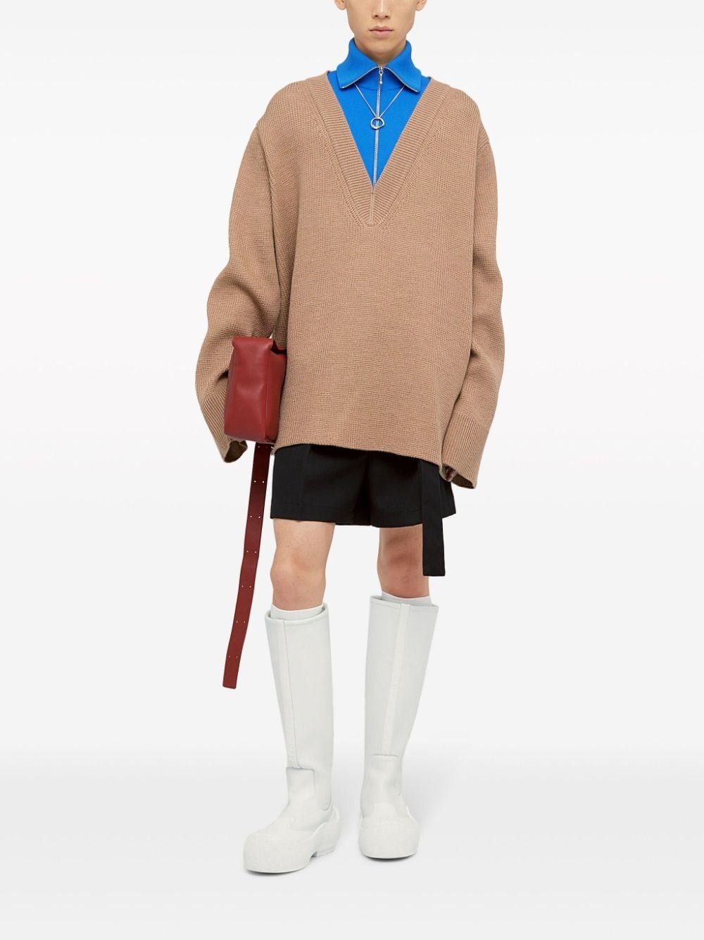 layered-design wool-blend jumper - 2