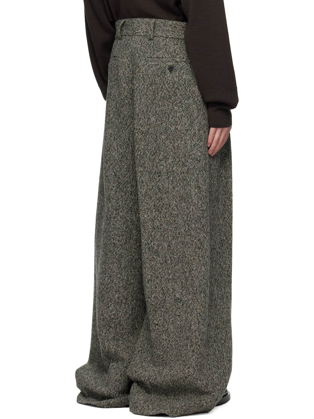 Gray & Brown Tailored Wool Trousers - 3