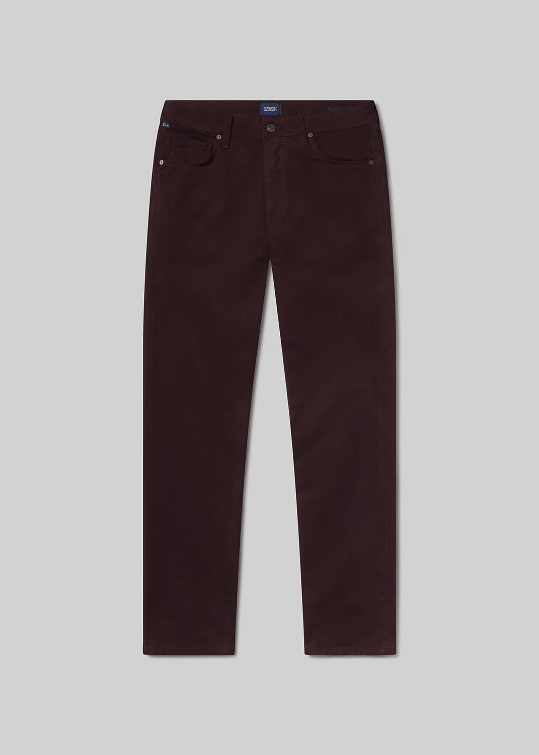 Gage Slim Straight Cashmere Touch Sateen In Burgundy - 1