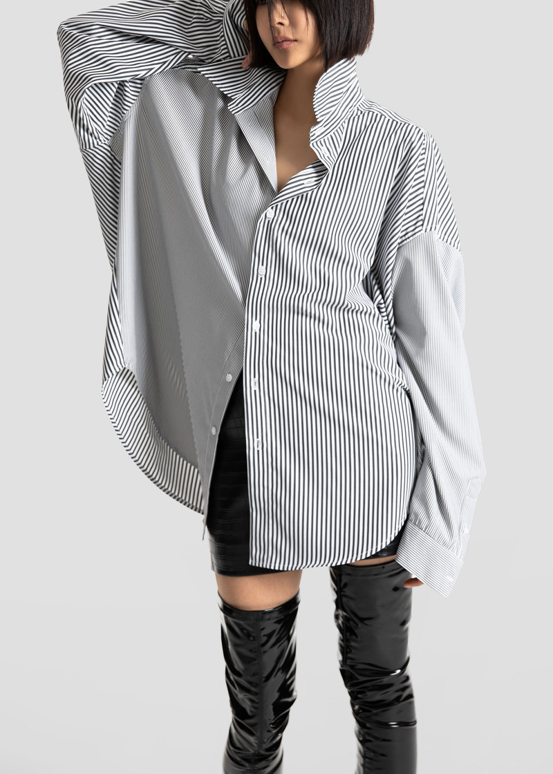 Quillan Button-Down Shirt - White/Black Stripe 5