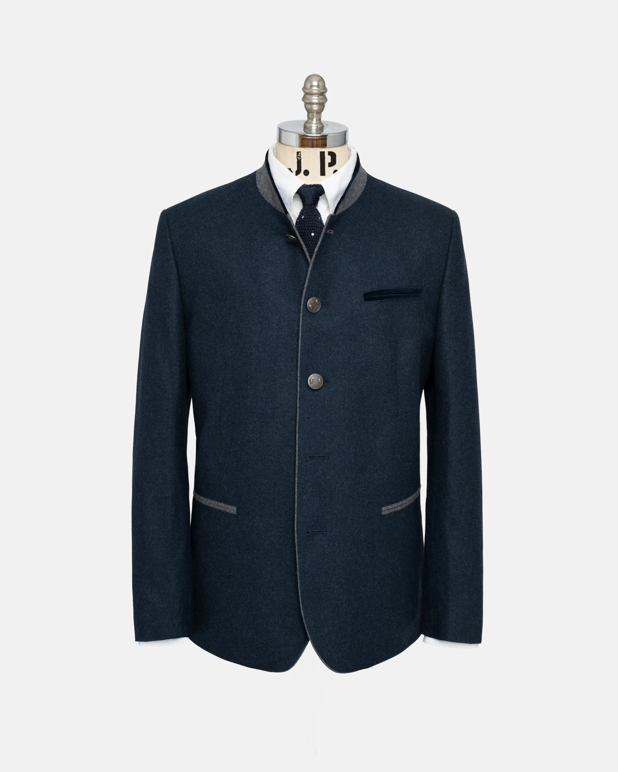 MADE-IN-AUSTRIA DARK BLUE WOOL/CASHMERE TYROLEAN JACKET - 1