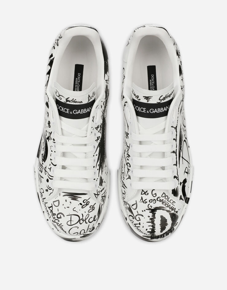 Calfskin Portofino sneakers with logo print - 4