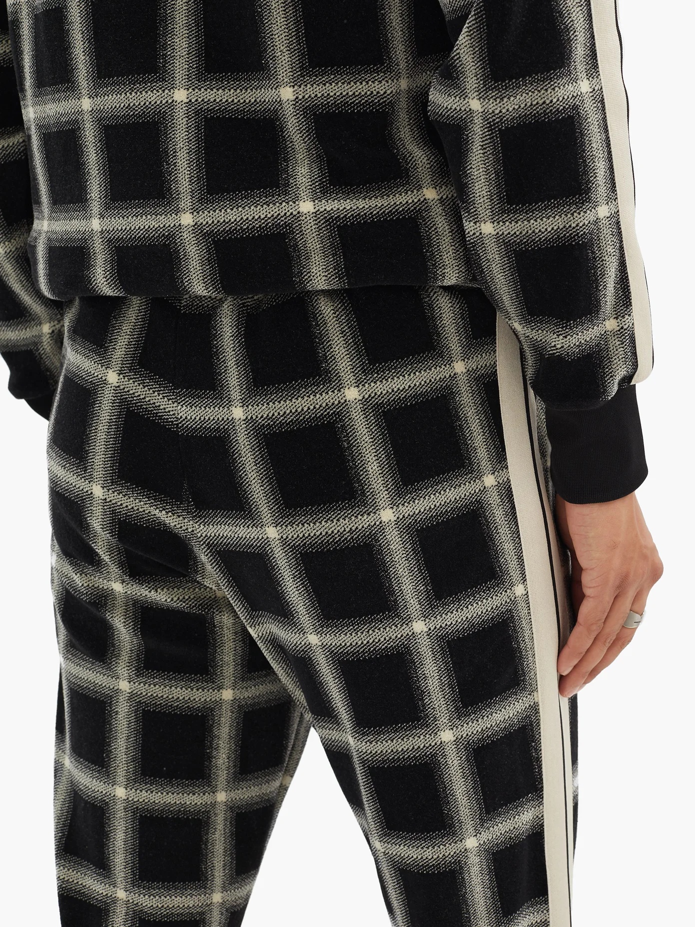 Logo-print checked-velour track pants - 4