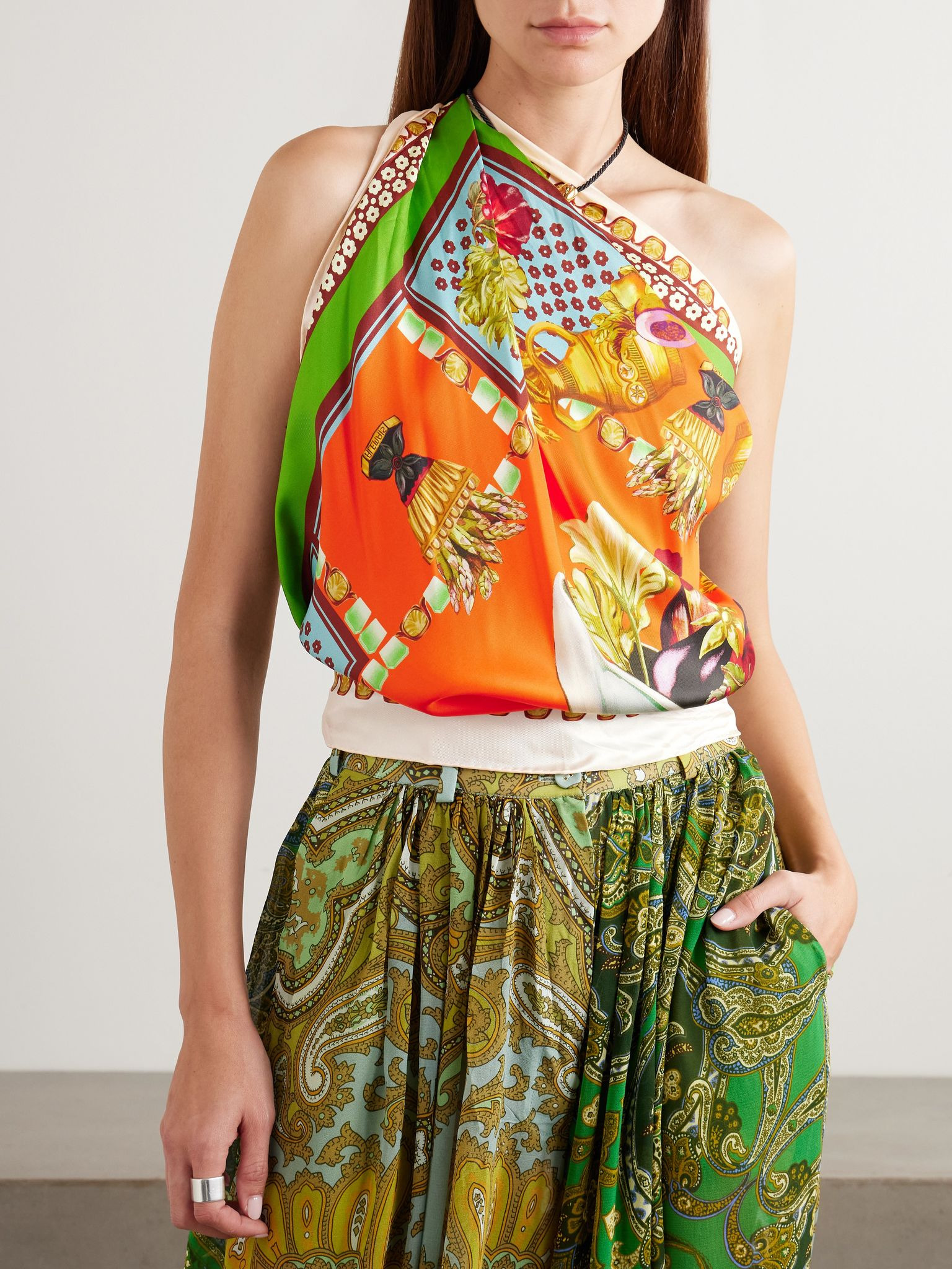 Rocco printed silk-twill scarf Multi - 3