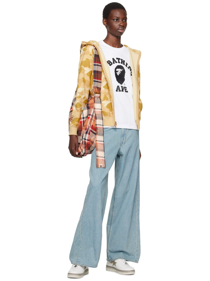 A BATHING APE® White College Crystal Stone Sta T-Shirt outlook