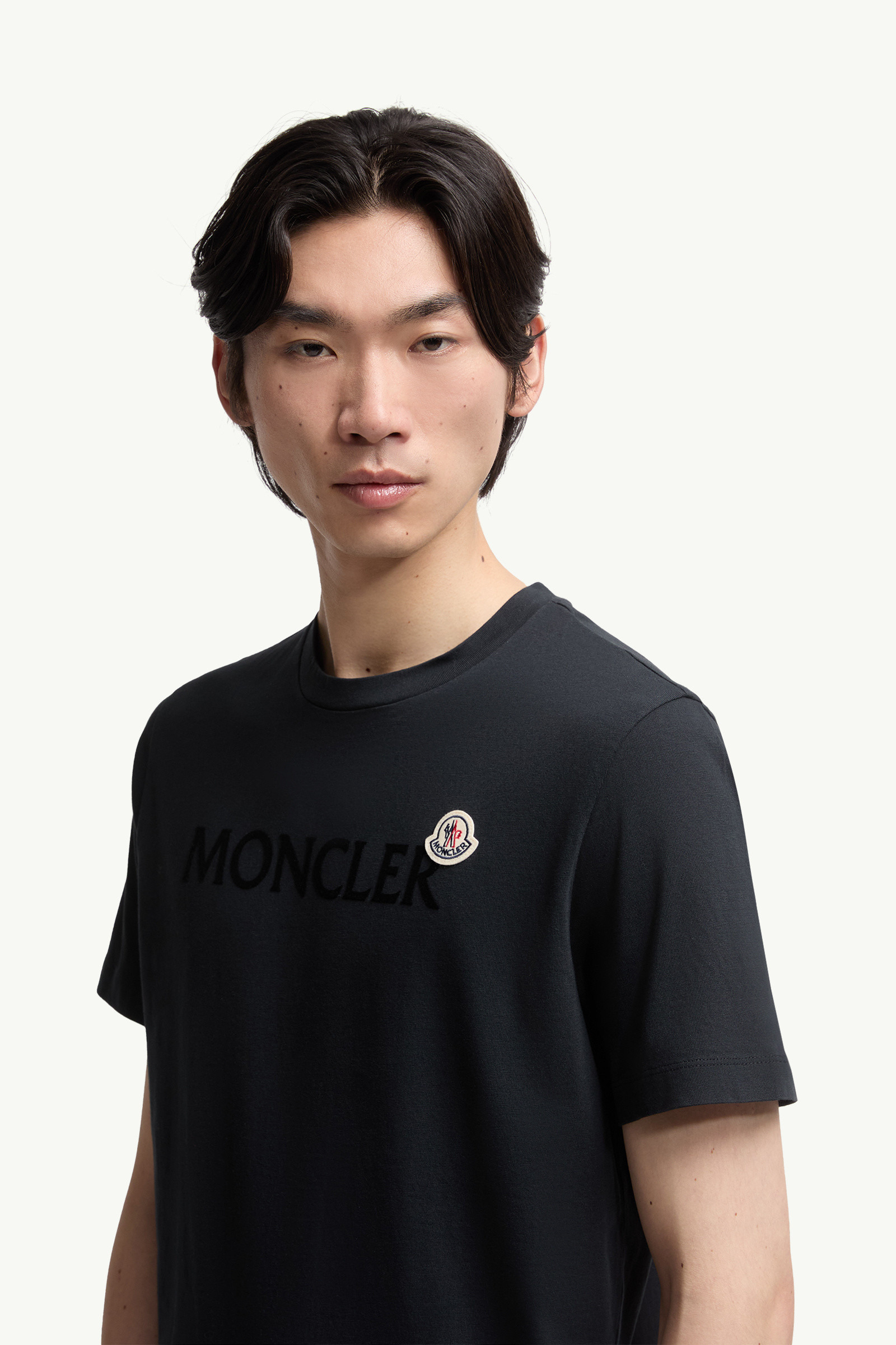 Flocked Logo Cotton T-Shirt - 4