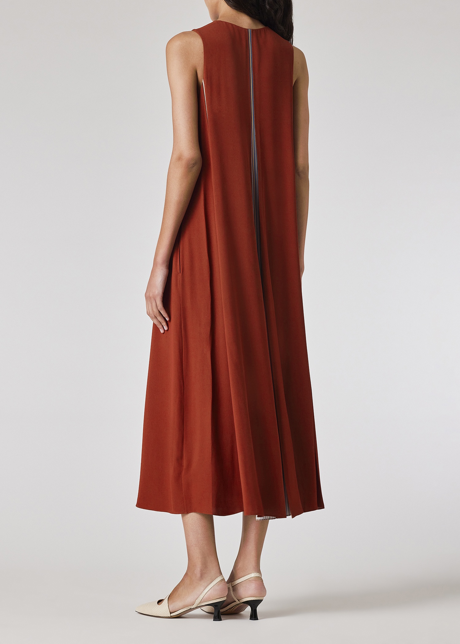 Women's Terracotta 'Signature Stripe' Keyhole Sleeveless Dress - 4
